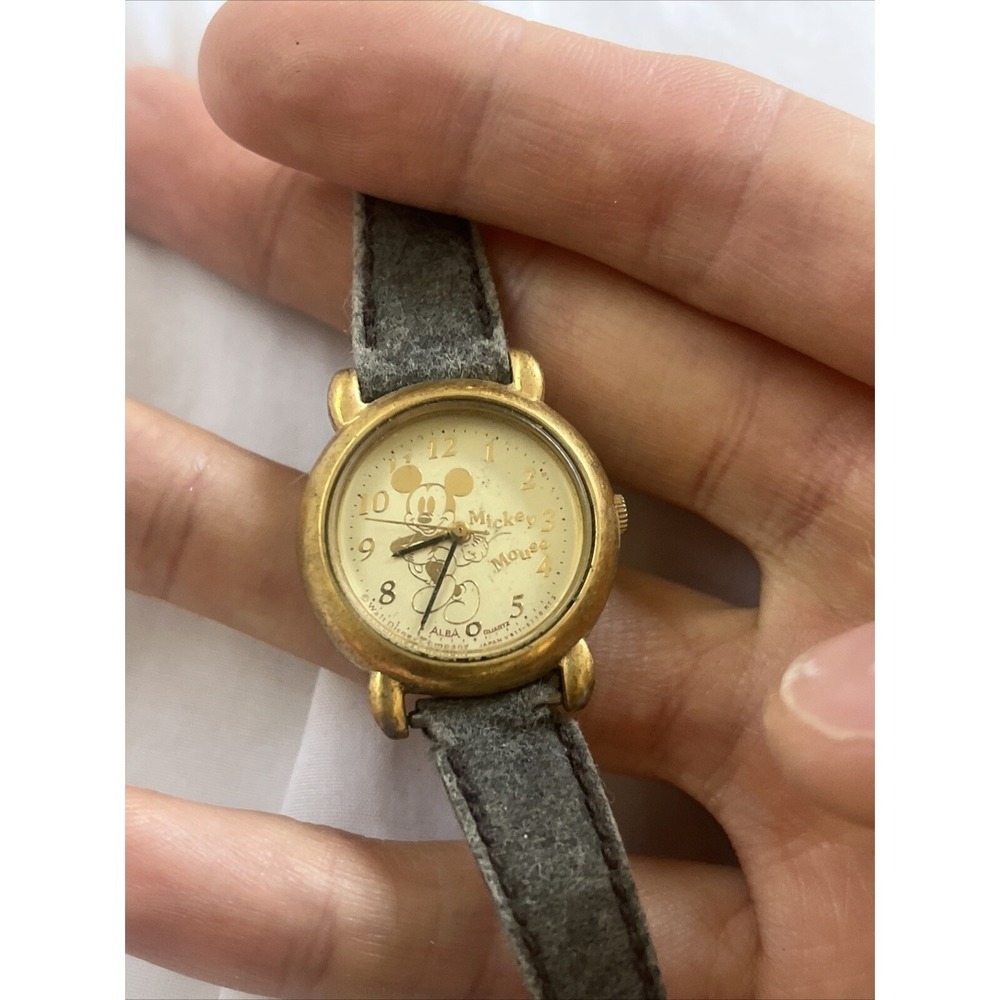 SEIKO ALBA Disney Classic Mickey Mouse Watch Quartz Fragile Band - FOR PARTS!